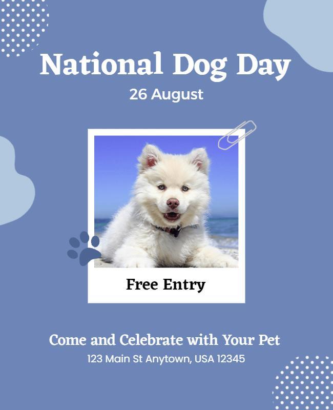 Playful Blue National Dog Day Celebration Flyer Template