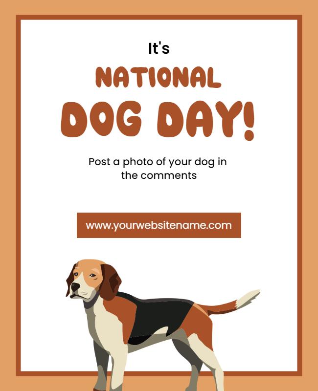 Fun Orange National Dog Day Celebration Flyer Template