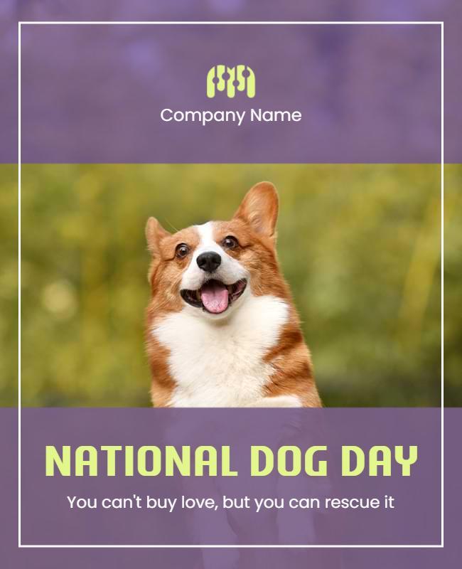 Playful Purple National Dog Day Rescue Celebration Flyer Template