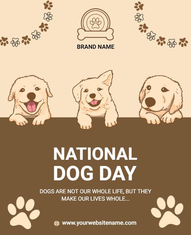 Adorable Cartoon Puppies National Dog Day Flyer Template