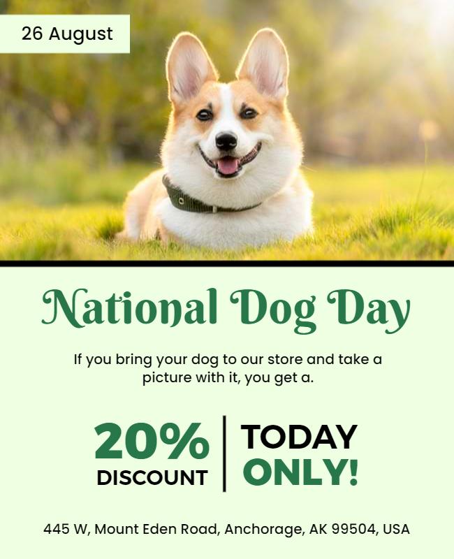 Playful Green National Dog Day Promotion Flyer Template