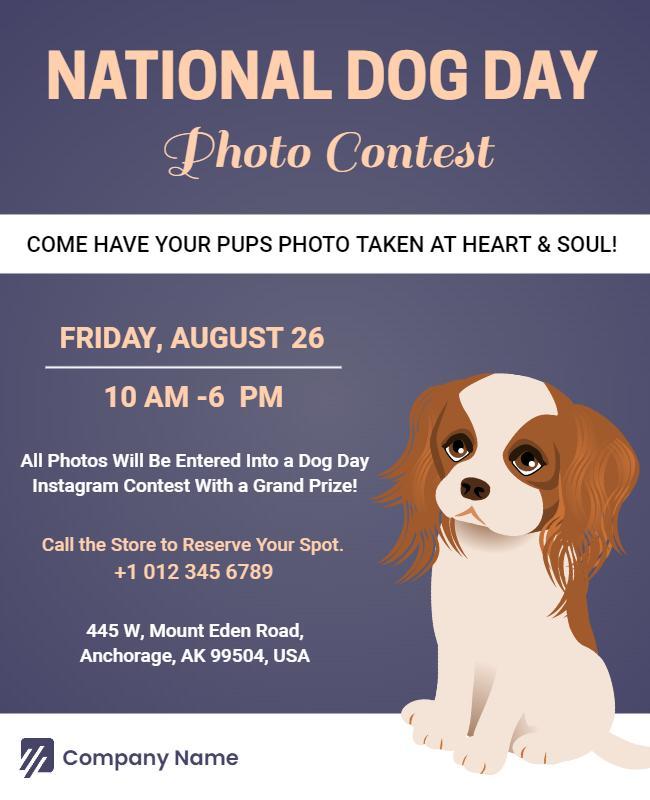 National Dog Day Photo Contest Flyer Template