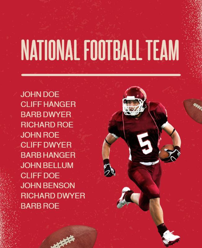 National Football Team Roster Announcement Flyer Template