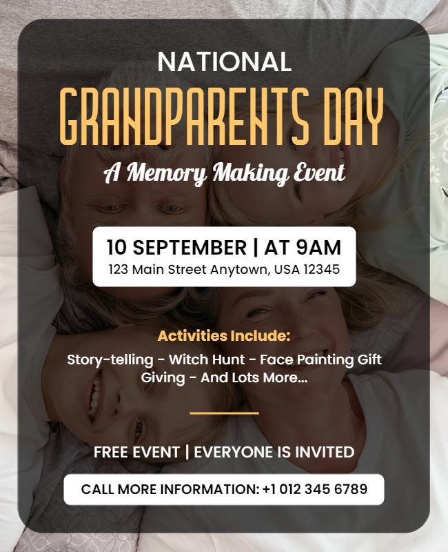 National Grandparents Day Celebration Event Flyer Template