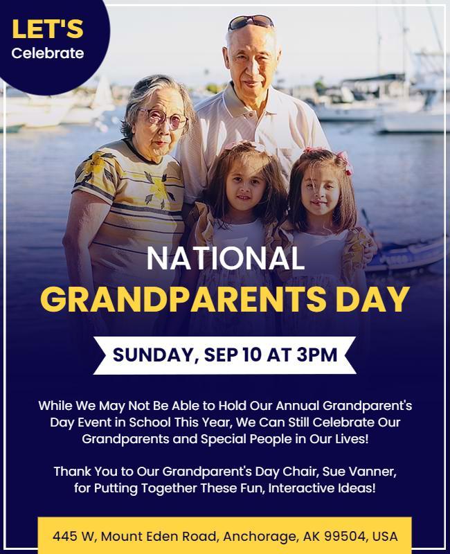 Joyful Family Celebration for National Grandparents Day Flyer Template