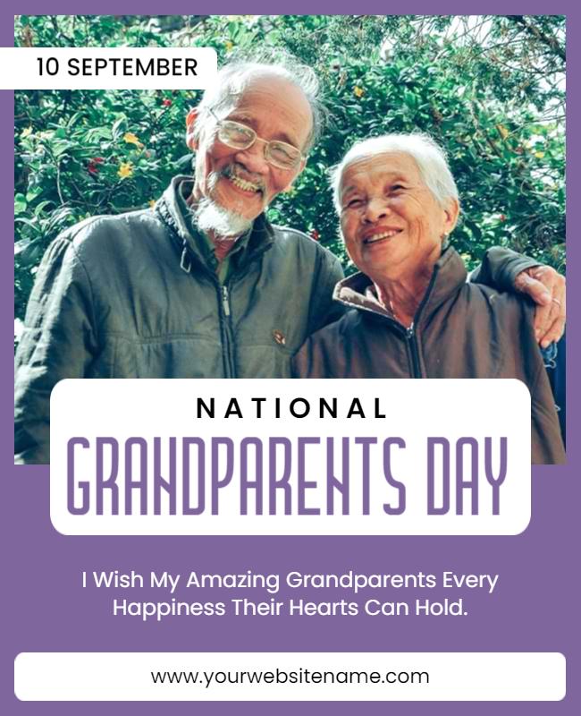 Cheerful Purple Grandparents Day Celebration Flyer Template