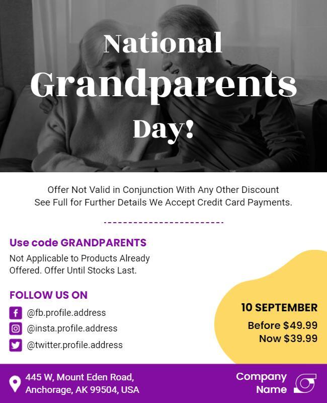 Heartwarming Grandparents Day Special Offer Flyer Template