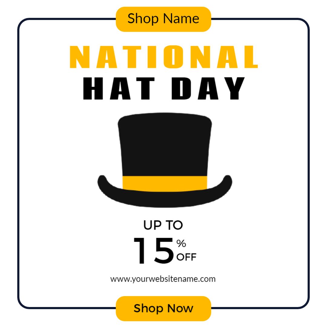 National Hat Day Celebration with Special Discount Ad Template