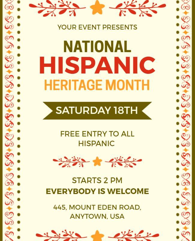 National Hispanic Heritage Month Celebration Flyer Template