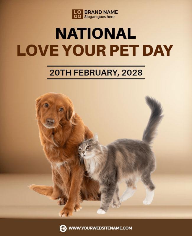 Heartwarming Brown Love Your Pet Day Celebration Flyer Template