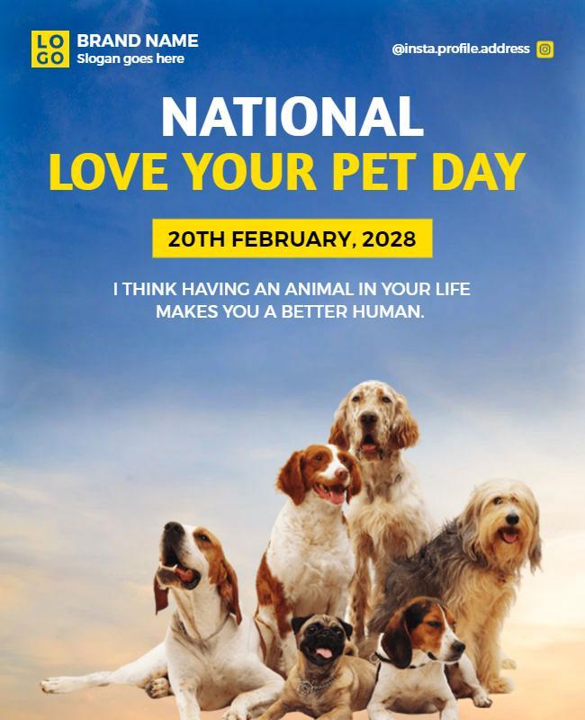 National Love Your Pet Day Celebration Flyer Template