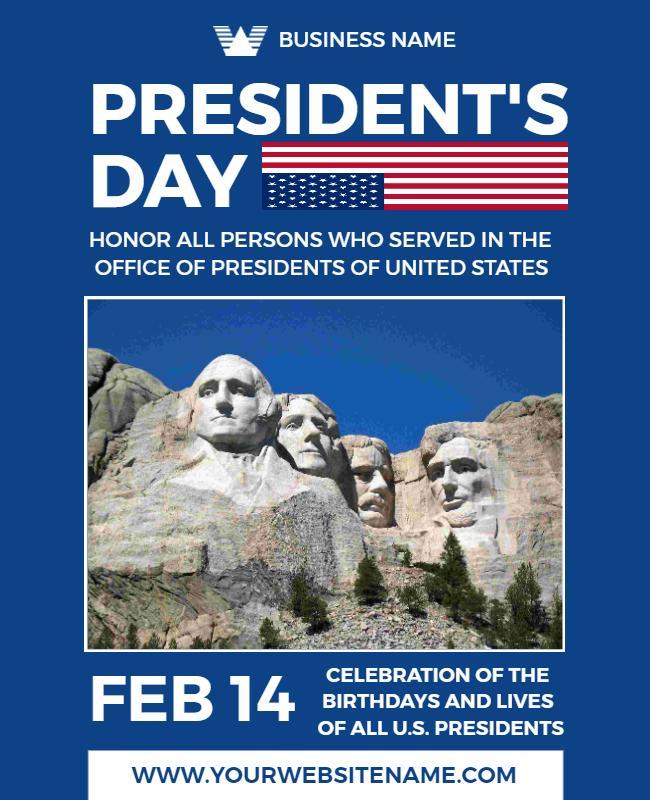 National Monument Tribute to Presidents Day Poster Template