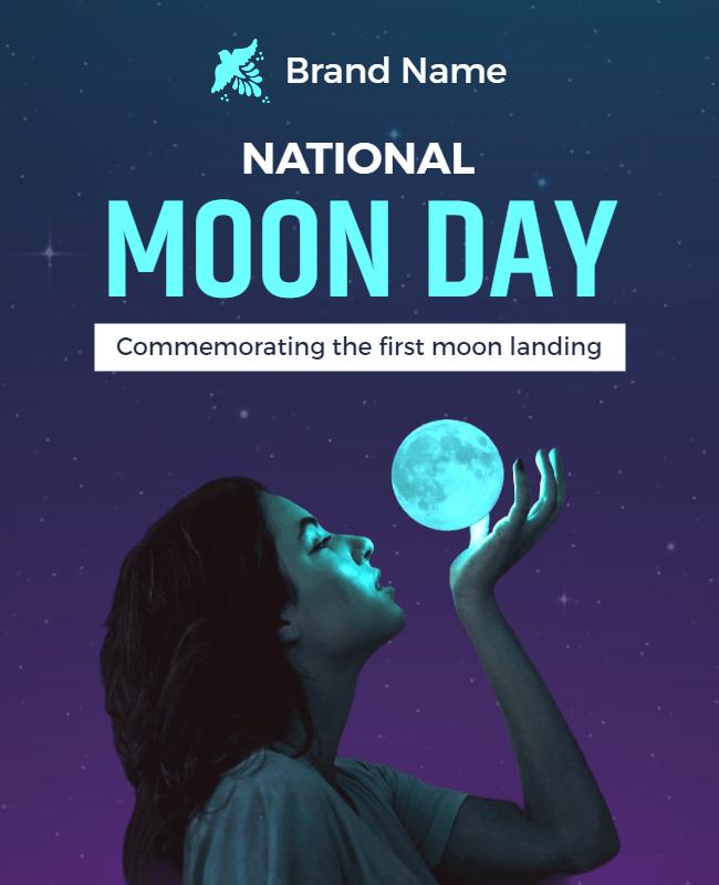 Celestial Night Themed National Moon Day Flyer Template