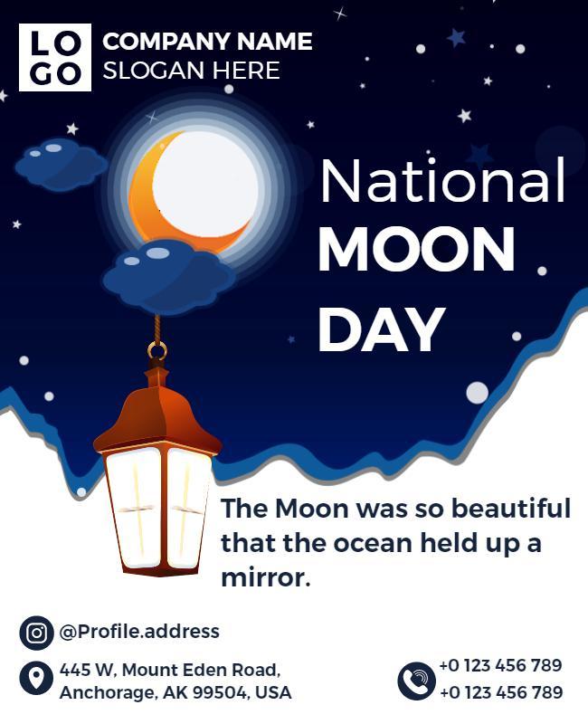 Night Sky Theme for National Moon Day Celebration Flyer Template