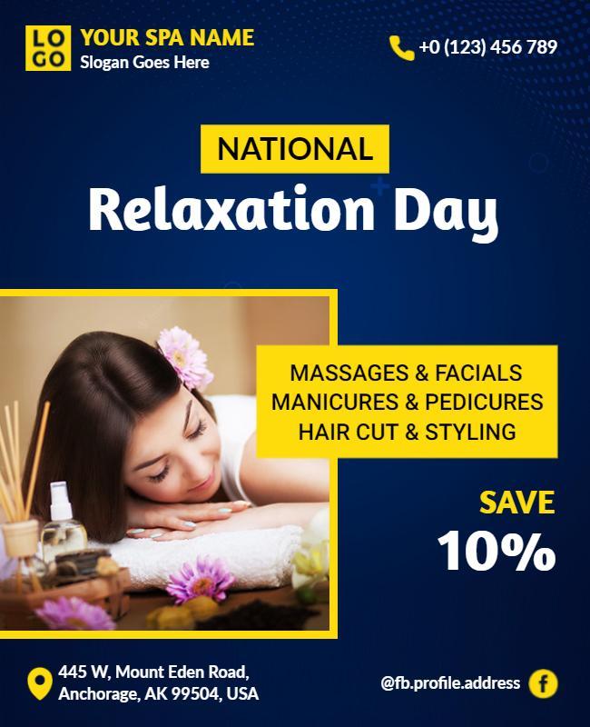 National Relaxation Day Spa Services Flyer Template