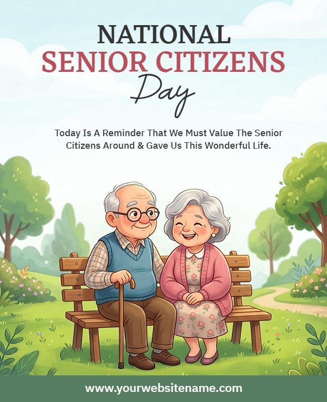 National Senior Citizens Day Wishes Poster Template