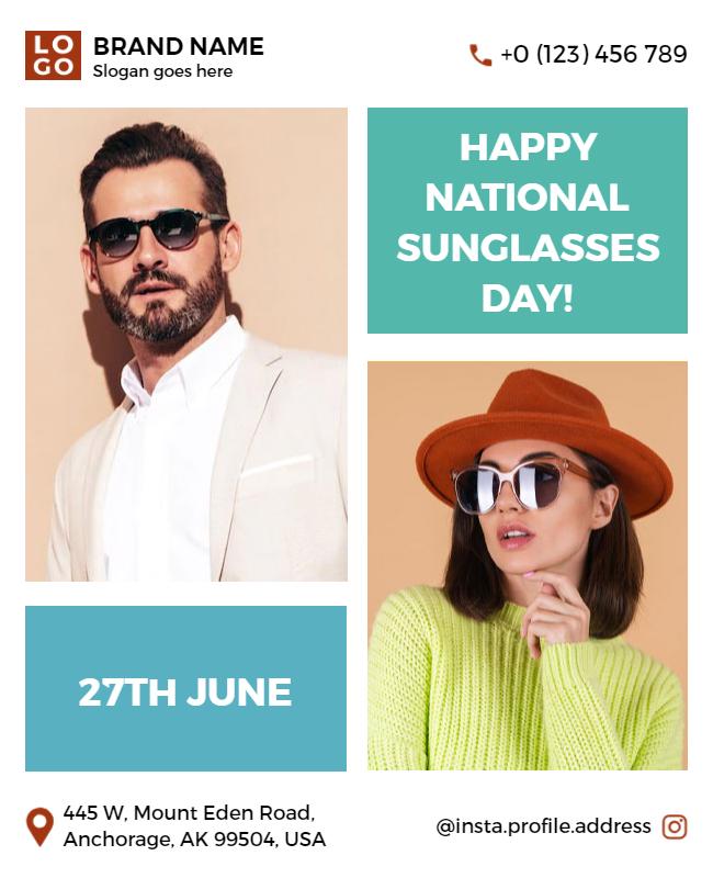 Cool Summer National Sunglasses Day Celebration Flyer Template