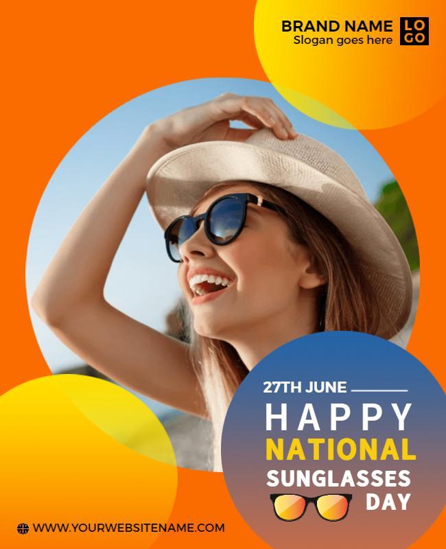 Vibrant Orange National Sunglasses Day Celebration Flyer Template