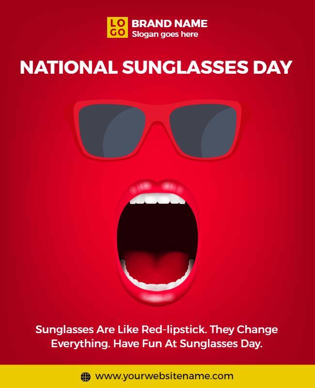 Bold Red Sunglasses Celebration for National Sunglasses Day Flyer Template