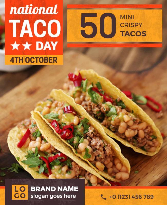 Festive Yellow Mini Crispy Taco Day Celebration Flyer Template