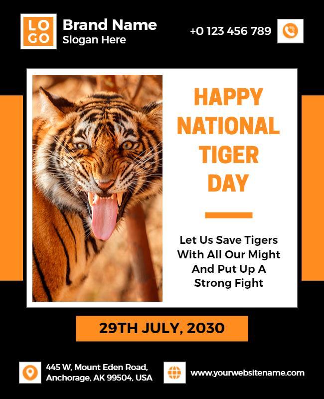 National Tiger Day Awareness Event Flyer Template