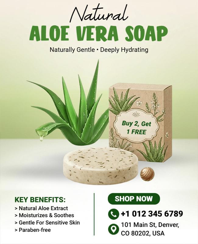 Natural Aloe Vera Soap Promotion Flyer Template