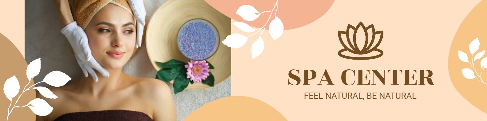 Natural Beauty and Spa Experience on Soft Peach LinkedIn Banner Template