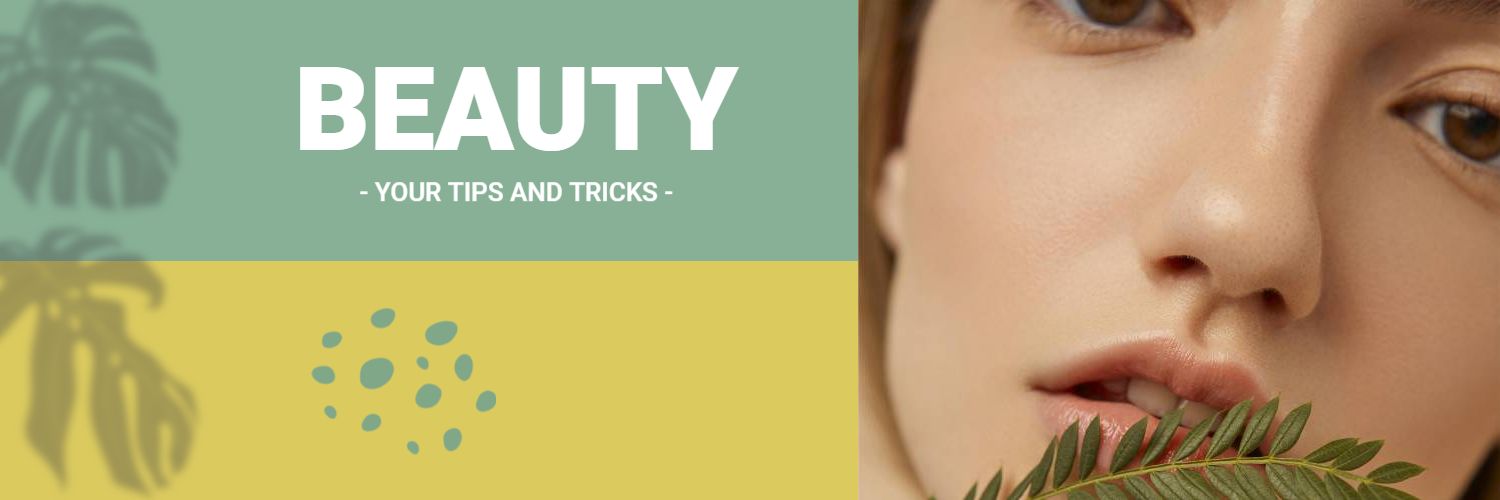 Natural Beauty Tips with Greens and Yellow Background Banner Template