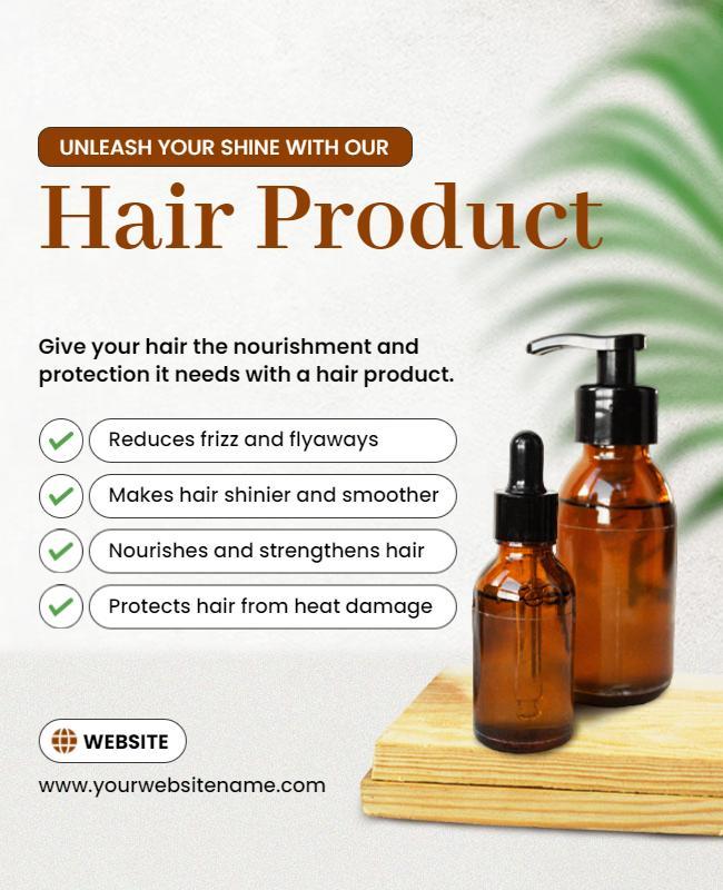 Natural Brown Aesthetic Hair Care Product Poster Template