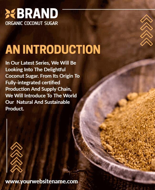 Natural Brown Coconut Sugar Sustainability Introduction Poster Template
