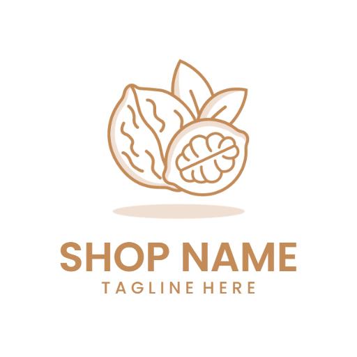 Natural Brown Walnut Design Representing Healthy Snacks Logo Template