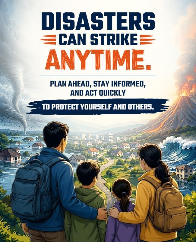 Natural Disaster Preparedness Awareness Poster Template