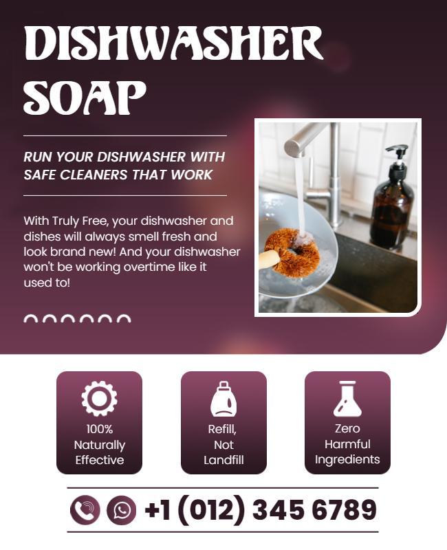 Natural Dishwasher Soap Promotional Flyer Template