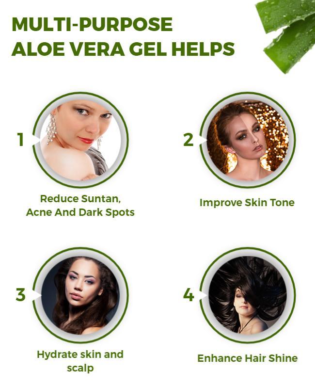 Natural Green Aloe Vera Gel Benefits Skincare Poster Template