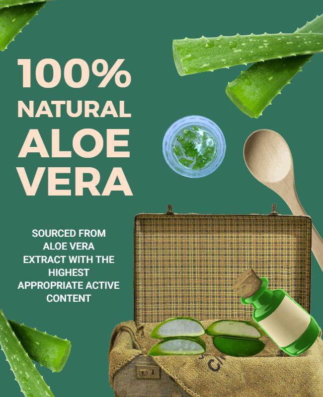 Natural Green Aloe Vera Skincare Product Poster Template