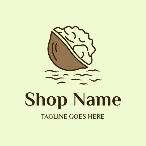 Natural Green Background Featuring Delicious Walnuts Logo Template