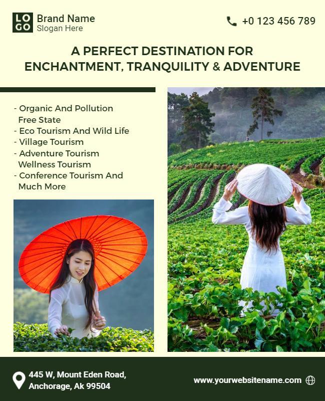 Natural Green Eco Tourism Adventure and Wellness Poster Template