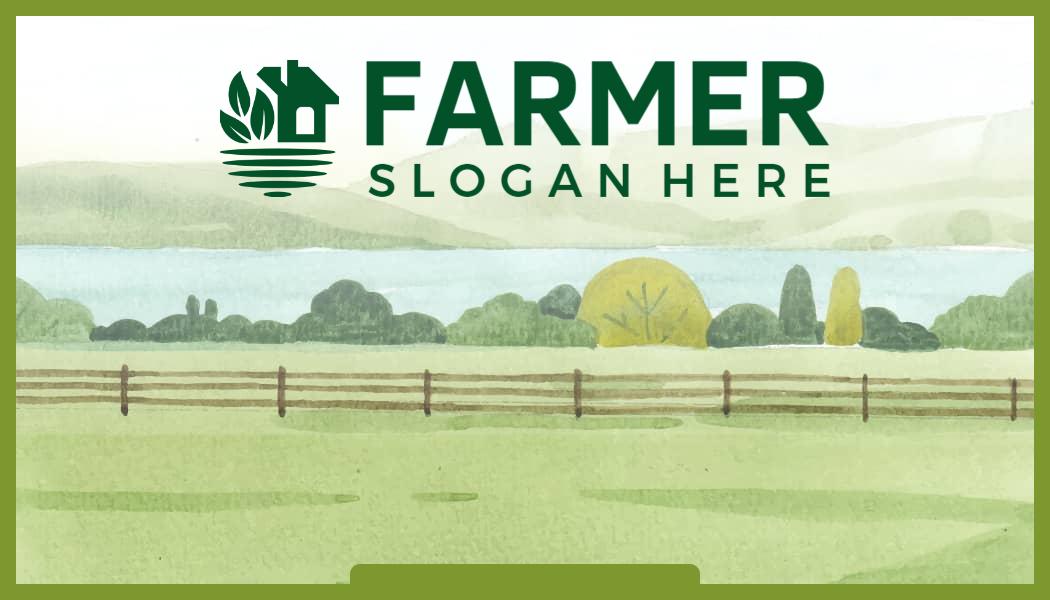 Natural Green Farmer Landscape Visiting Card Template