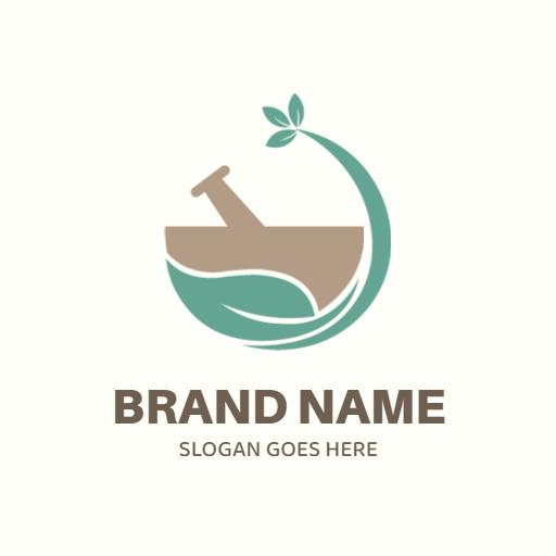 Natural Green Herbal Elements in Organic Design Logo Template