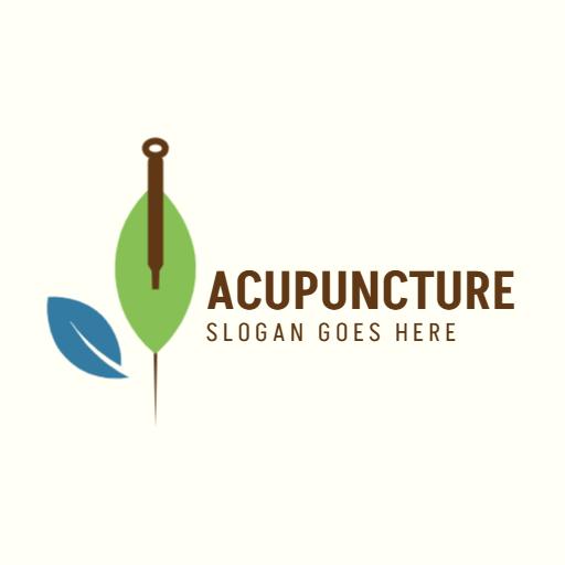 Natural Green Leaf and Needle Focused on Acupuncture Logo Template