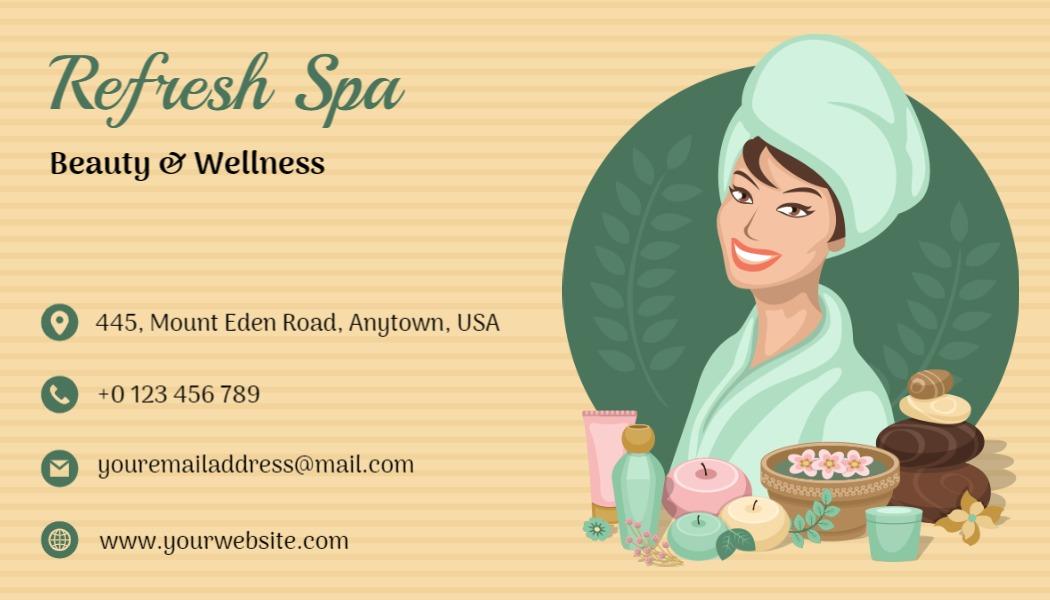 Natural Green Spa Beauty and Wellness Business Card Template