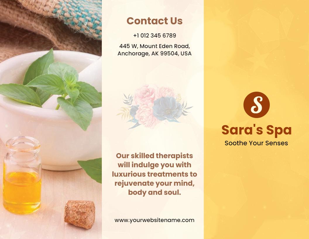 Natural Green Spa Relaxation and Wellness Services Brochure Template