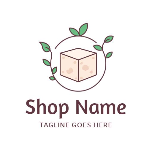 Natural Green Tofu Design Representing Fresh Ingredients Logo Template
