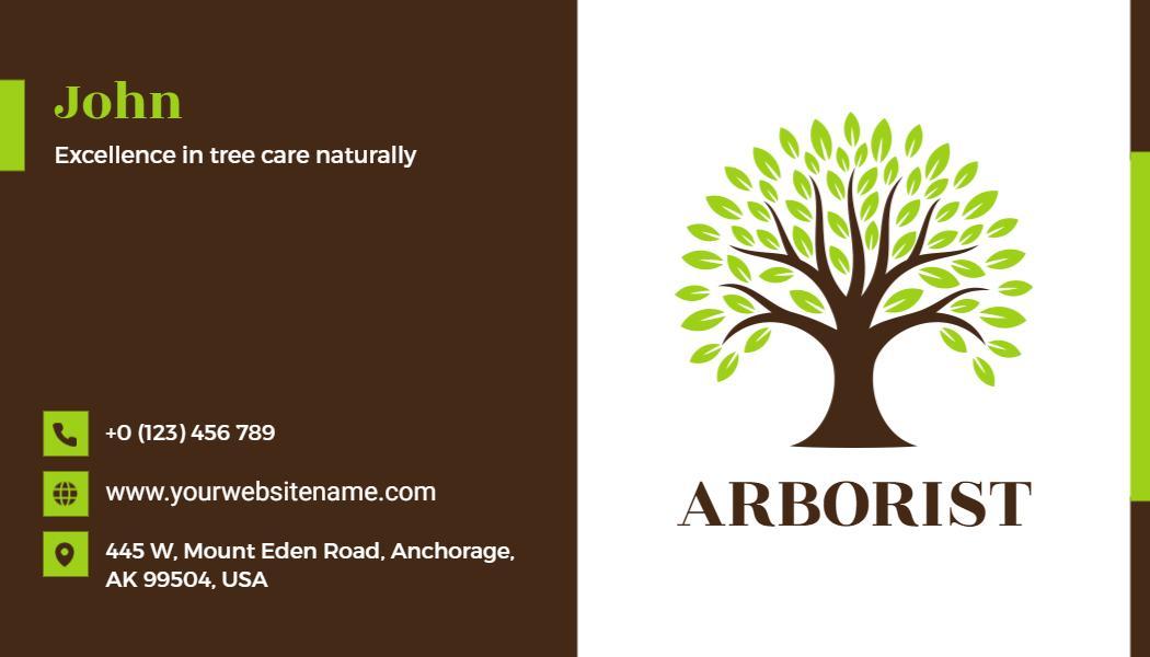 Natural Green Tree Care and Arborist Business Card Template