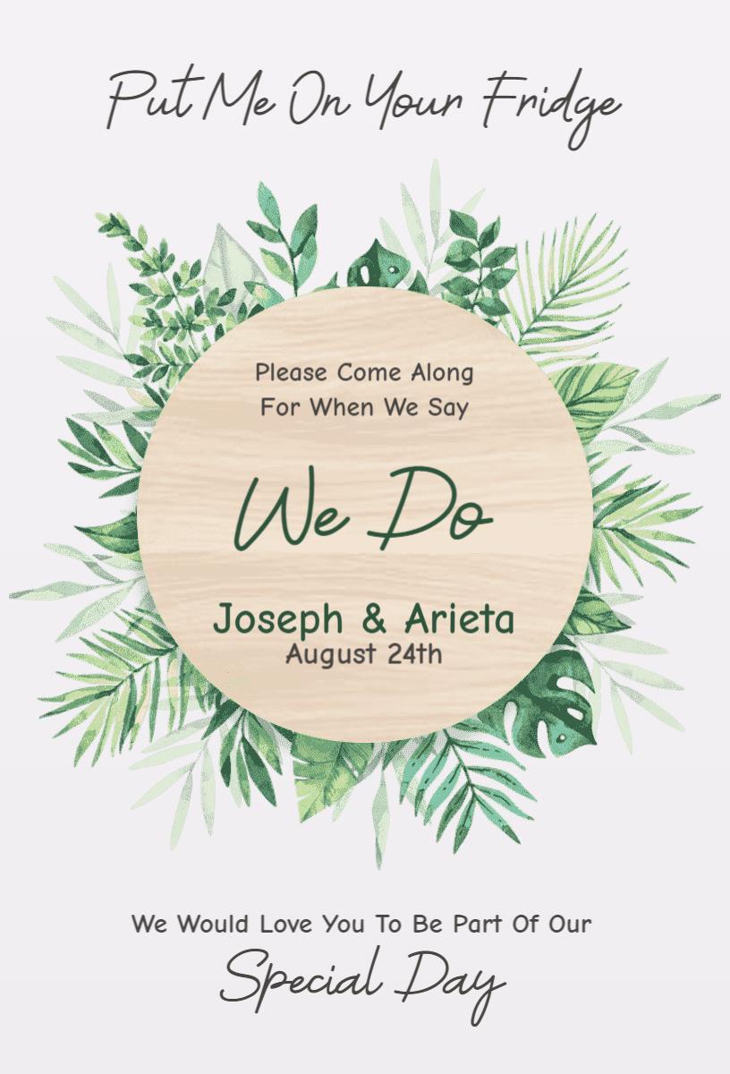 Natural Greenery Themed Wedding Ceremony Invitation Template