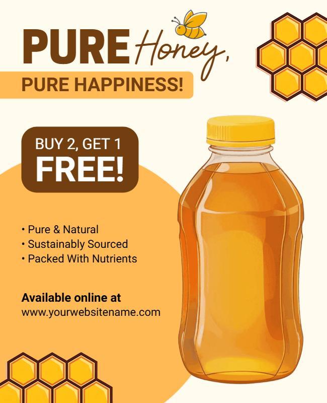 Natural Honey Bottle Promotion Flyer Template