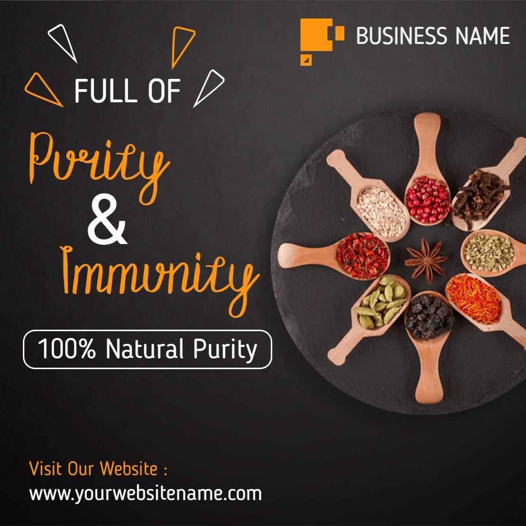 Natural Spice Blends for Purity and Immunity Promotion Ad Template