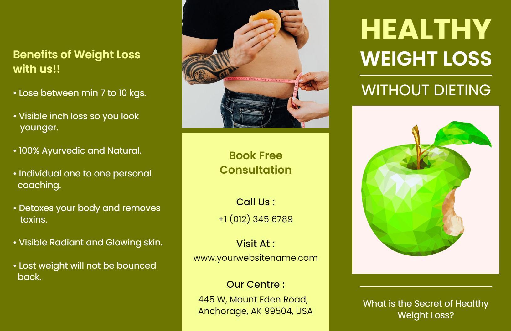 Natural Weight Loss Benefits and Coaching Consultation Brochure Template