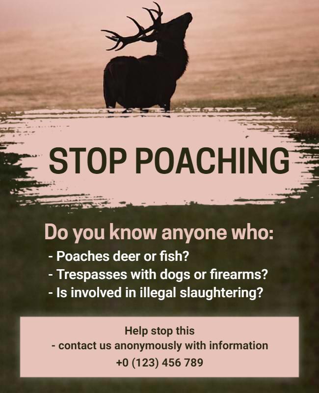 Nature Conservation Awareness Stop Poaching Poster Template