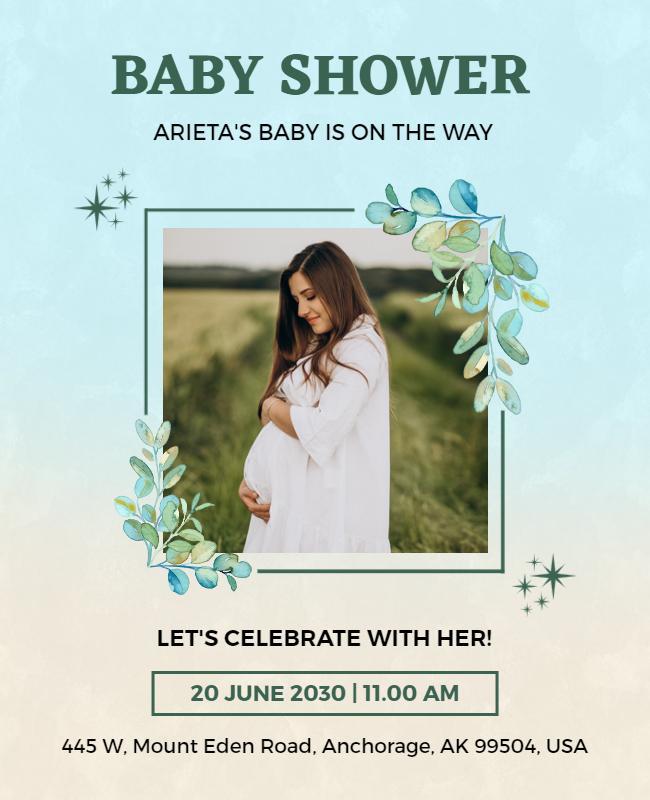 Nature Inspired Baby Shower Invitation Flyer Template